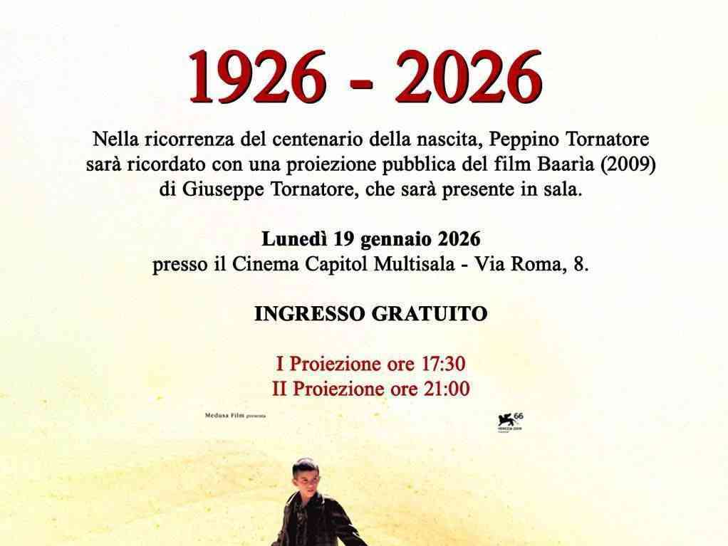 Immagine articolo: Bagheria. Proiezione del film “Baaria“ in ricordo di Peppino Tornatore