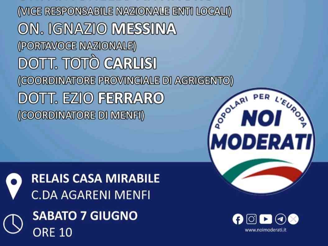 Immagine articolo: Menfi. Sabato 7 il congresso provinciale di “Noi Moderati“