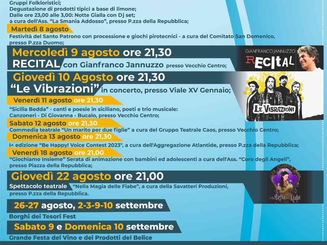 Immagine articolo: Montevago. Tra arte, cultura, musica e sapori arriva l’Estate Montevaghese. Il 10 agosto “le vibrazioni“ in concerto