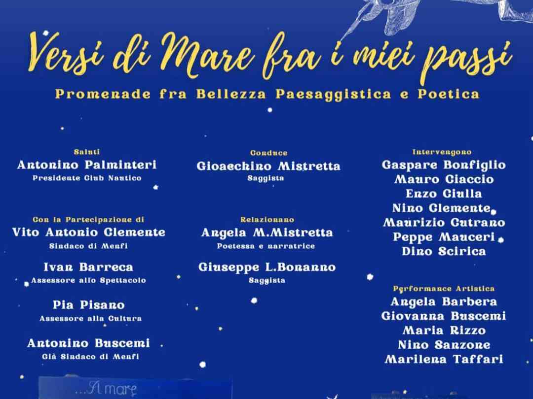 Immagine articolo: Menfi. “Versi di mare fra i miei passi“. Domenica la serata inaugurale della promenade meditativa