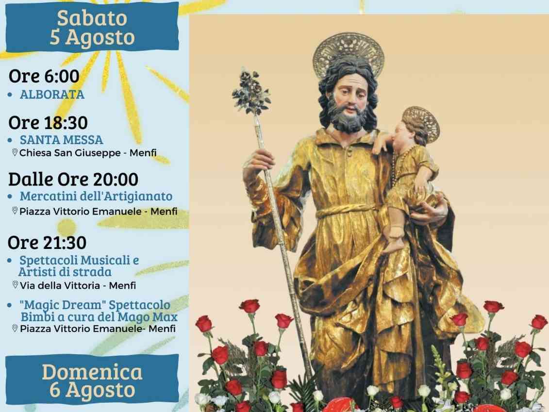 Immagine articolo: Menfi. Il 5 e 6 agosto torna la festa in onore del Patriarca San Giuseppe. Il programma