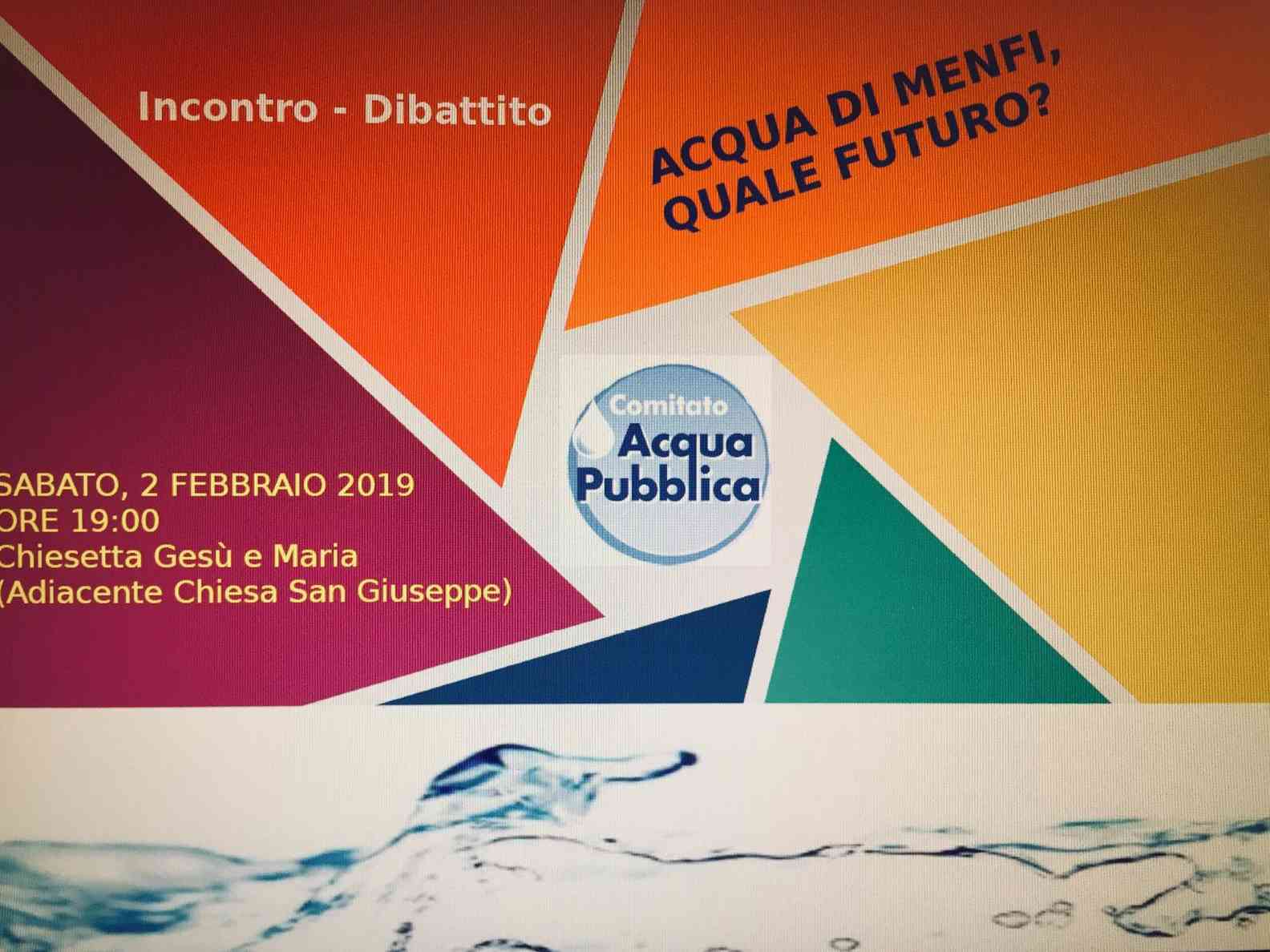 Immagine articolo: “L'ACQUA DI MENFI “ Quale futuro? Incontro tematico oggi alle ore 19,00