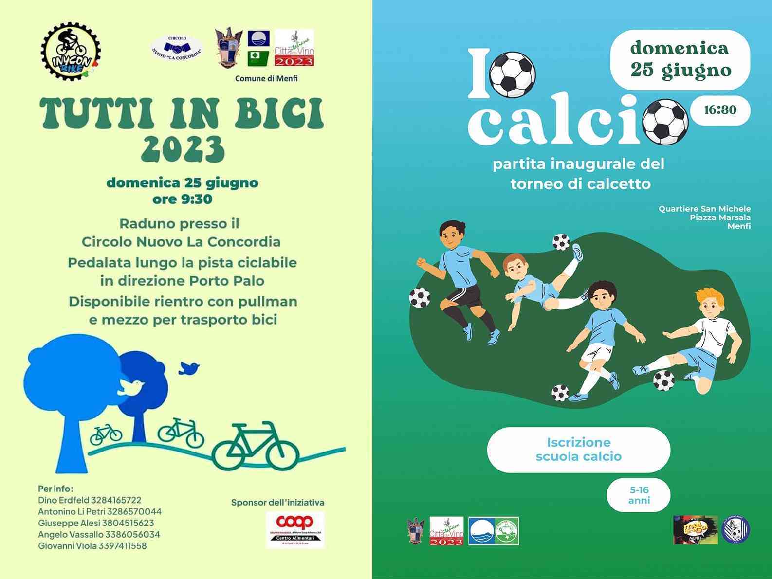 Immagine articolo: Menfi. Il 25 sarà una domenica di sport: “Tutti in Bici“ e Torneo di Calcetto