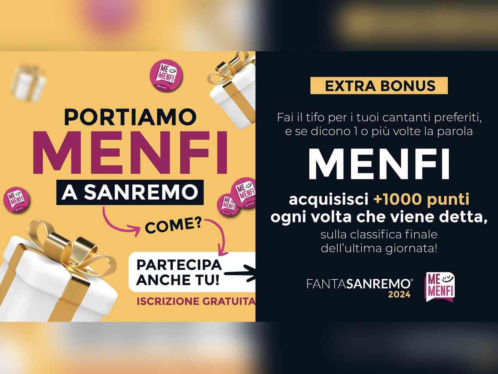 Immagine articolo: “Portiamo Menfi a Sanremo“. MeMenfi sfida FantaSanremo: se un cantante dice “MENFI“ 1000 punti nella lega