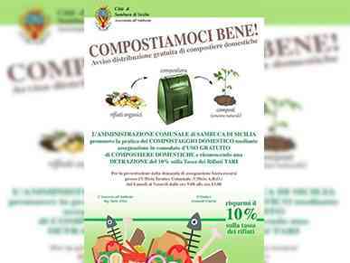 Immagine articolo: A Sambuca di Sicilia parte la campagna “Compostiamoci bene! “. In distribuzione compostiere domestiche. Previsti risparmi sulla Tari