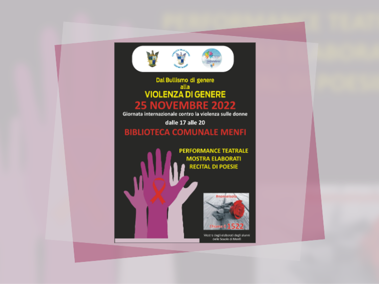 Immagine articolo: Menfi, il 25 Novembre evento “Dal Bullismo di genere alla violenza di genere“ presso la Biblioteca Comunale