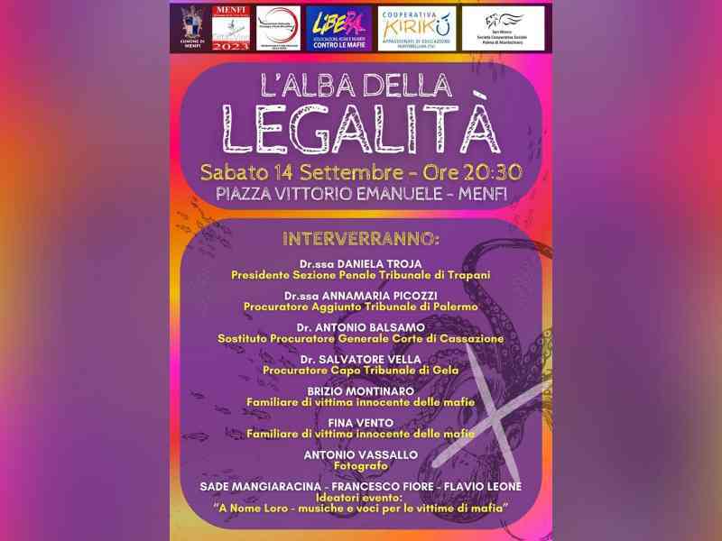 Immagine articolo: Menfi e antimafia. Sabato, in piazza, torna “L'alba della Legalità“. Gli ospiti