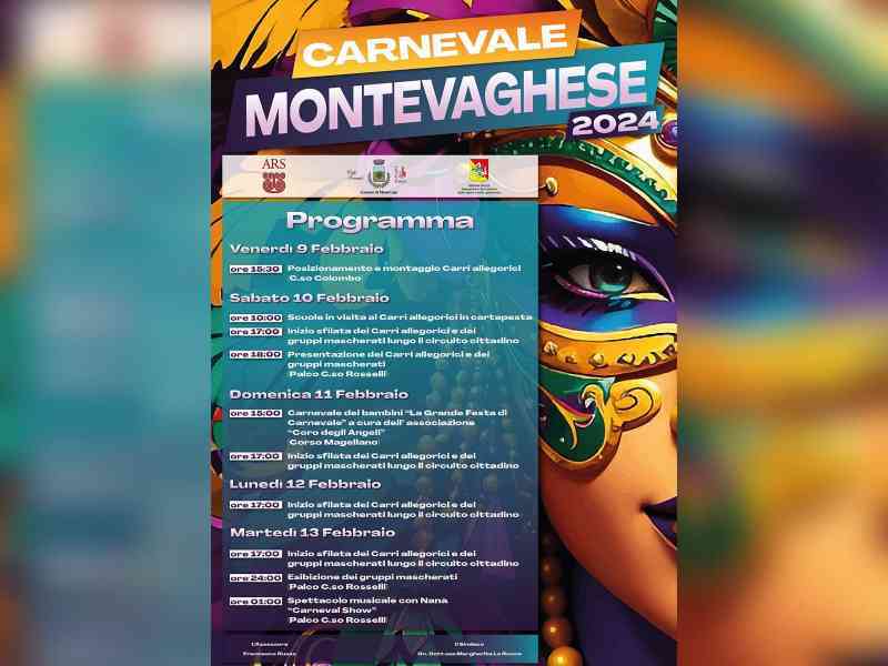 Immagine articolo: Tra carri e sfilate, dal 9 al 13 febbraio torna il Carnevale di Montevago. Il programma