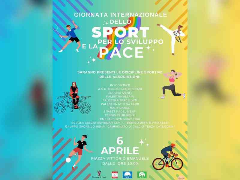 Immagine articolo: Menfi. Sabato 6, le associazioni insieme in Piazza per festeggiare la Giornata internazionale dello sport per lo sviluppo e la pace