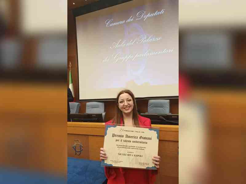 Immagine articolo: La menfitana Nicole Napoli insignita del prestigioso Premio America Giovani, promosso dalla Fondazione Italia USA