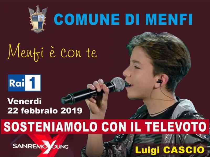 Immagine articolo: Sanremo Young, continua l'avventura di Luigi Cascio. Tutta Menfi è con lui