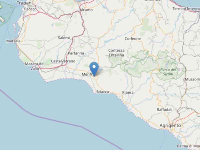 Immagine articolo: Scossa di terremoto a Menfi magnitudo 2.3 Richter