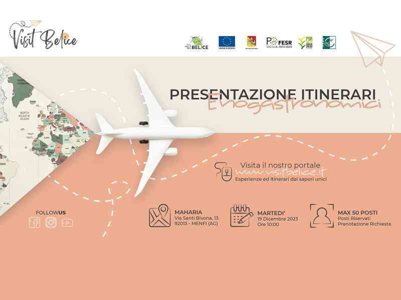 Immagine articolo: Domani la presentazione degli ITINERARI ENOGRASTRONOMICI della Valle del Belice