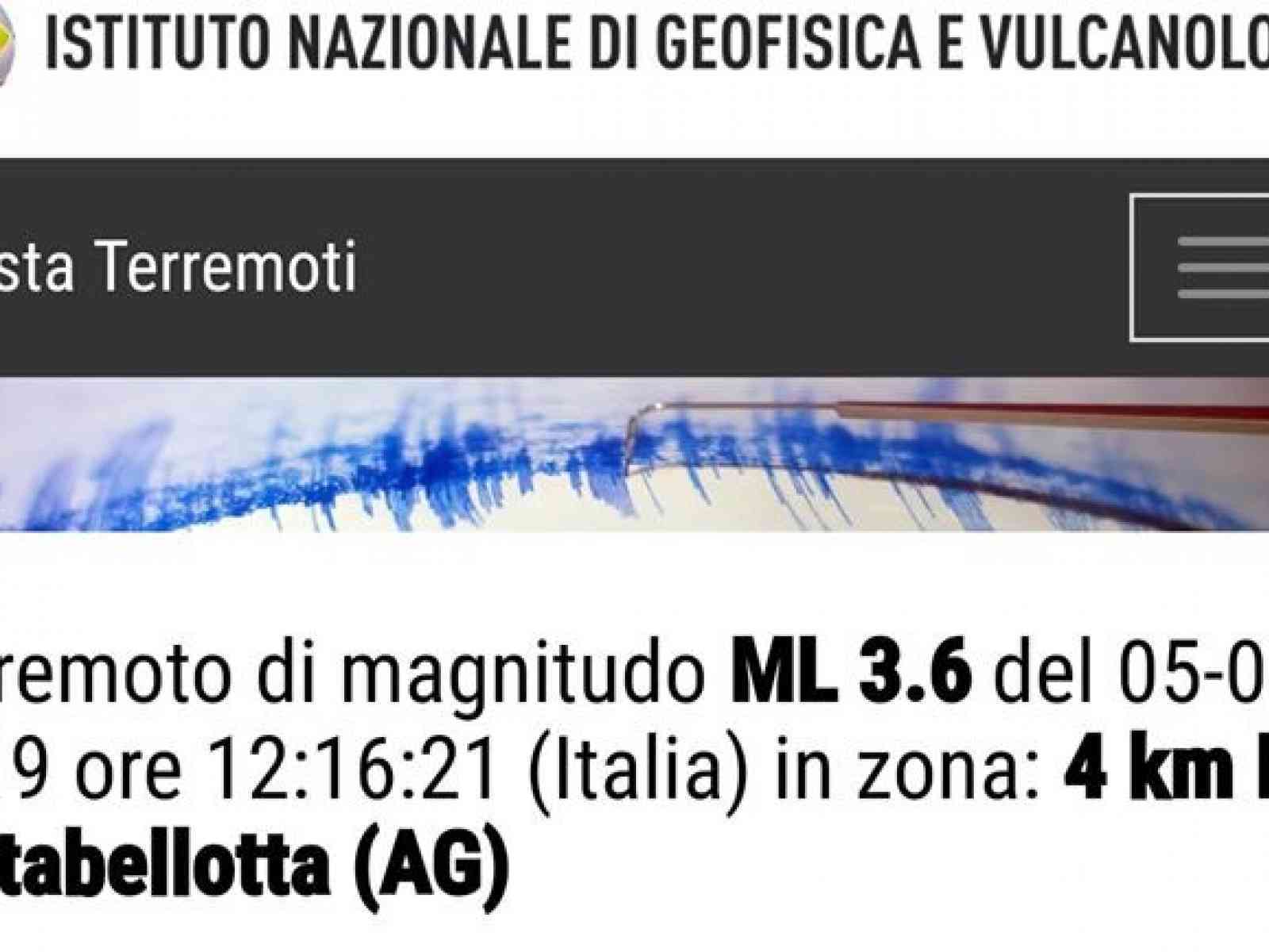 Immagine articolo: Scossa di terremoto nell’agrigentino. Epicentro a Caltabellotta