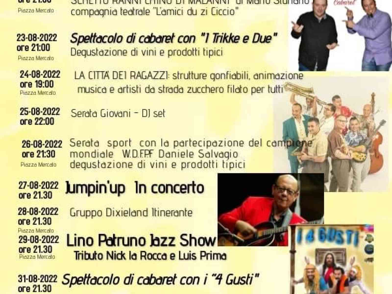 Immagine articolo: Salaparuta estate 2022. Ecco il calendario completo della 3° sagra del vino e dei prodotti tipici “sulle note del Jazz“.