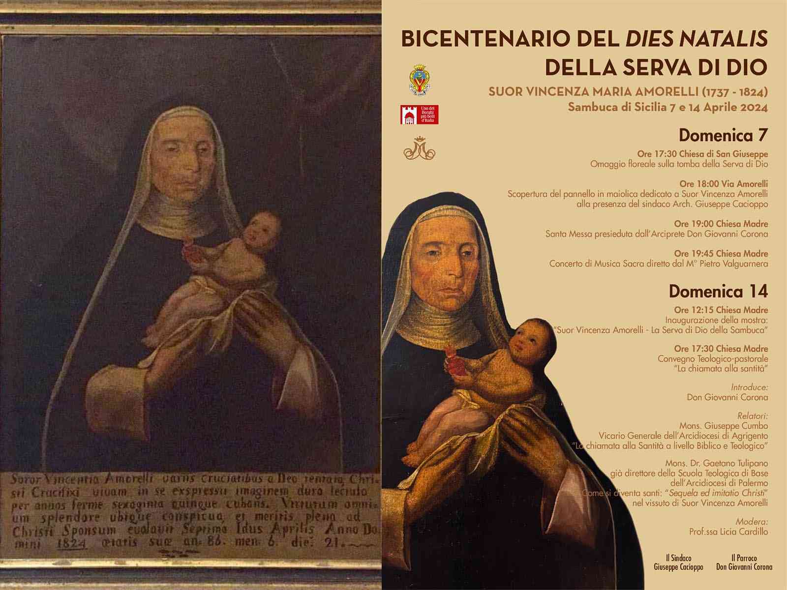 Immagine articolo: A due secoli dal “Dies Natalis“, Il 7 aprile Sambuca ricorda la Serva di Dio Sr. Vincenza Maria Amorelli