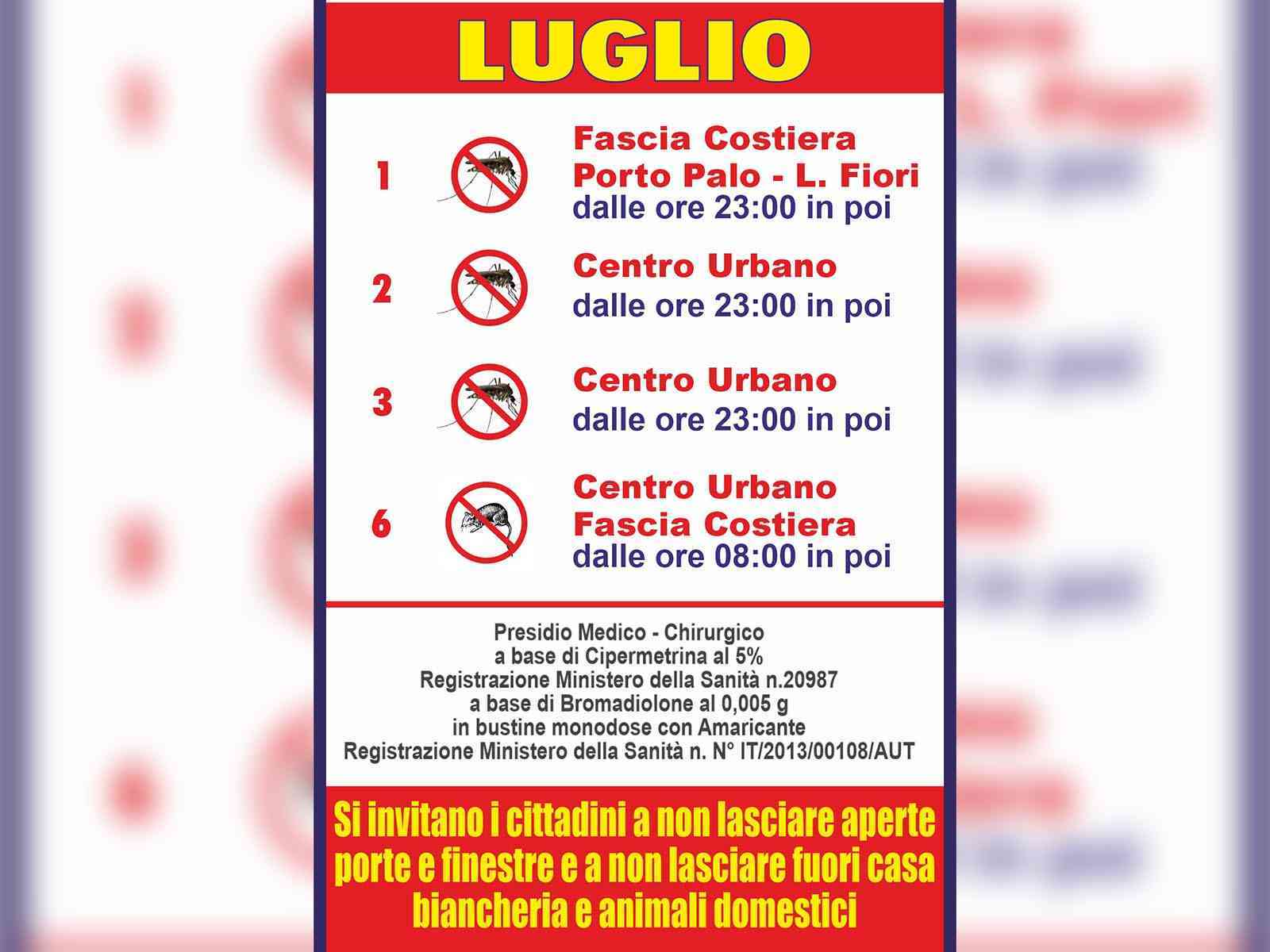 Immagine articolo: Menfi. Dal 1° Luglio parte la disinfestazione. Il calendario