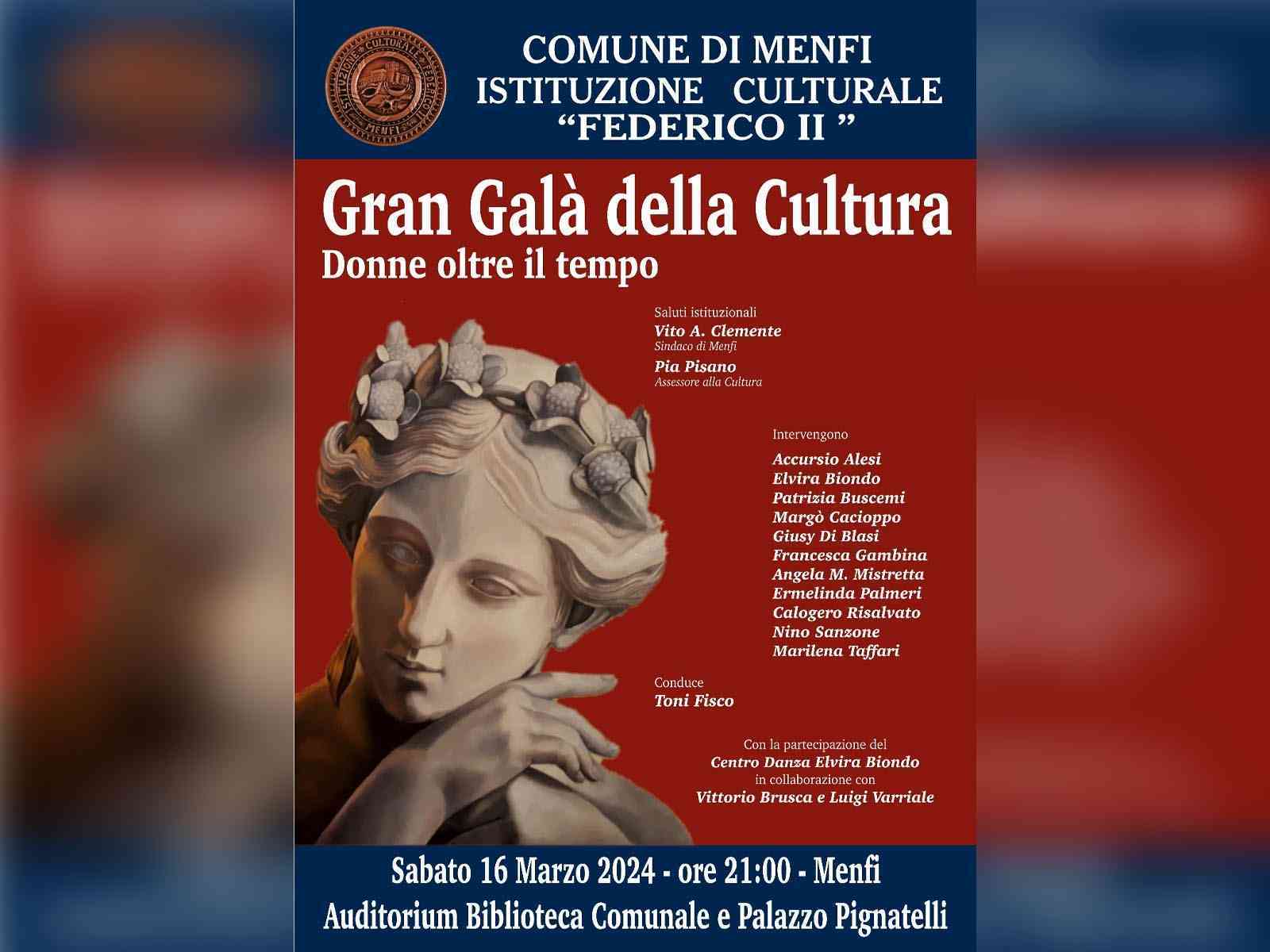 Immagine articolo: Menfi. Sabato il “Gran Galà della Cultura - Donne oltre il tempo“, un omaggio a tutte le donne di ogni tempo