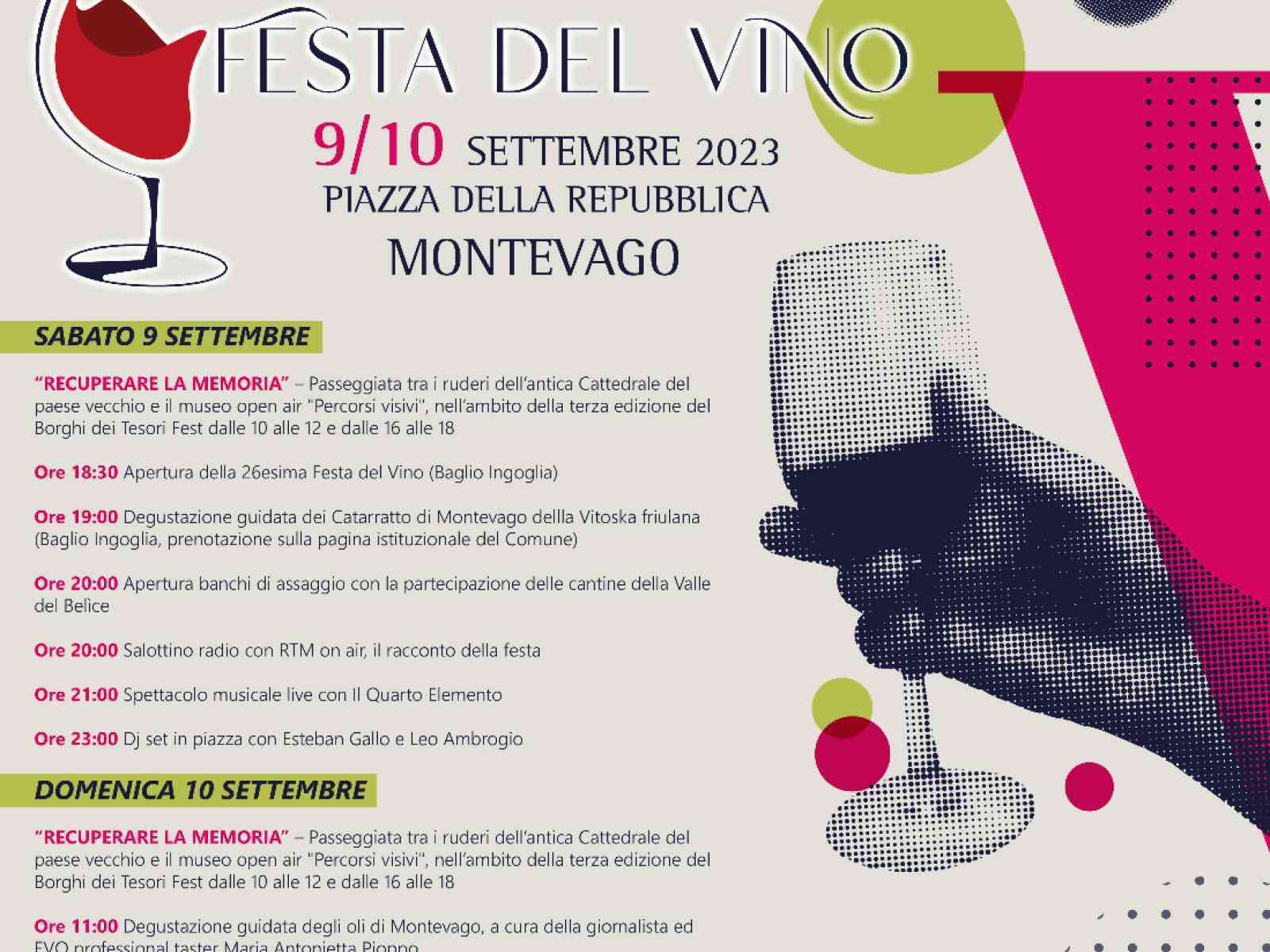 Immagine articolo: Montevago. Cultura, musica ed eventi, il 9 e il 10 settembre si svolgerà la 26ma Festa del Vino