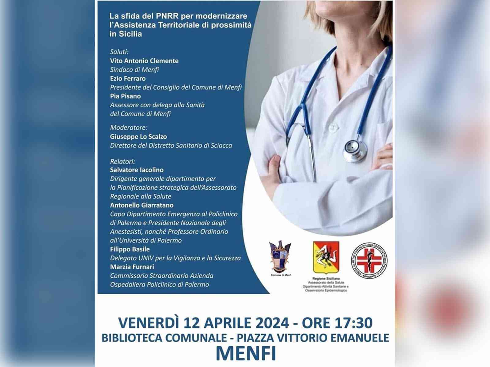 Immagine articolo: Menfi. Sanità. Venerdì incontro su PNRR e Assistenza Territoriale di prossimità in Sicilia