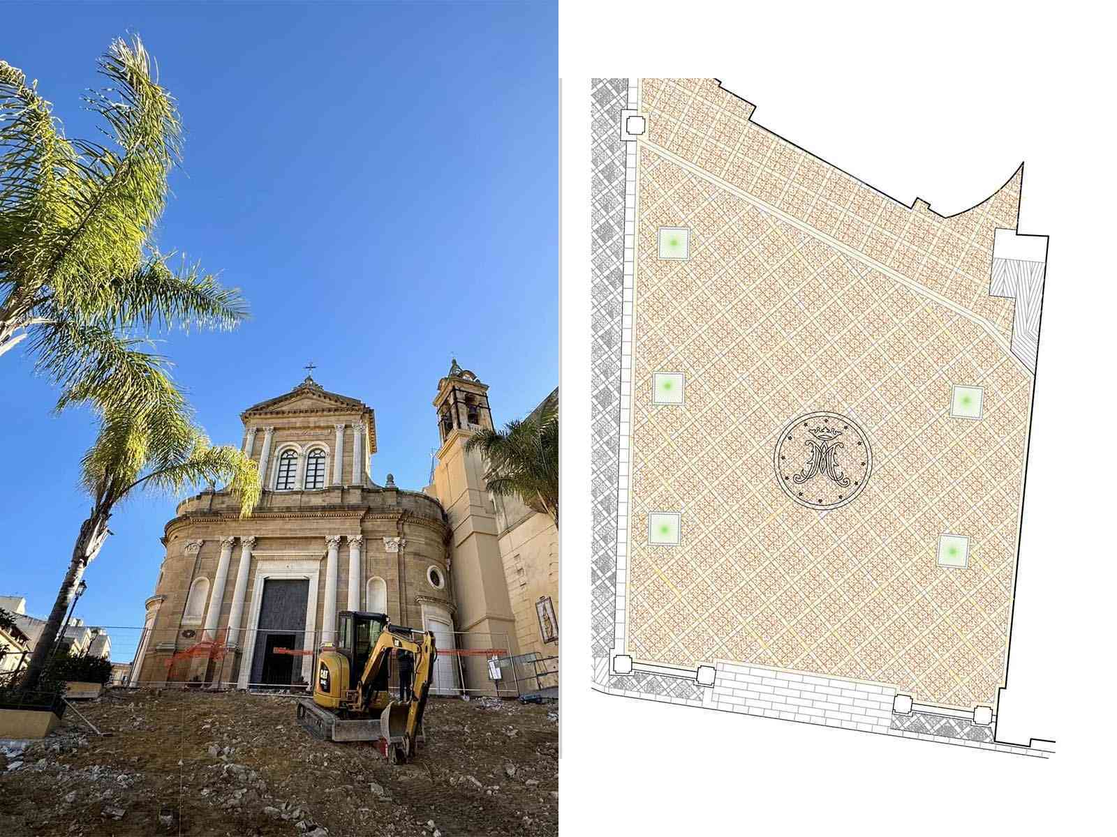 Immagine articolo: Sambuca. Sagrato del Santuario dell’Udienza, iniziati i lavori. Ecco come sarà