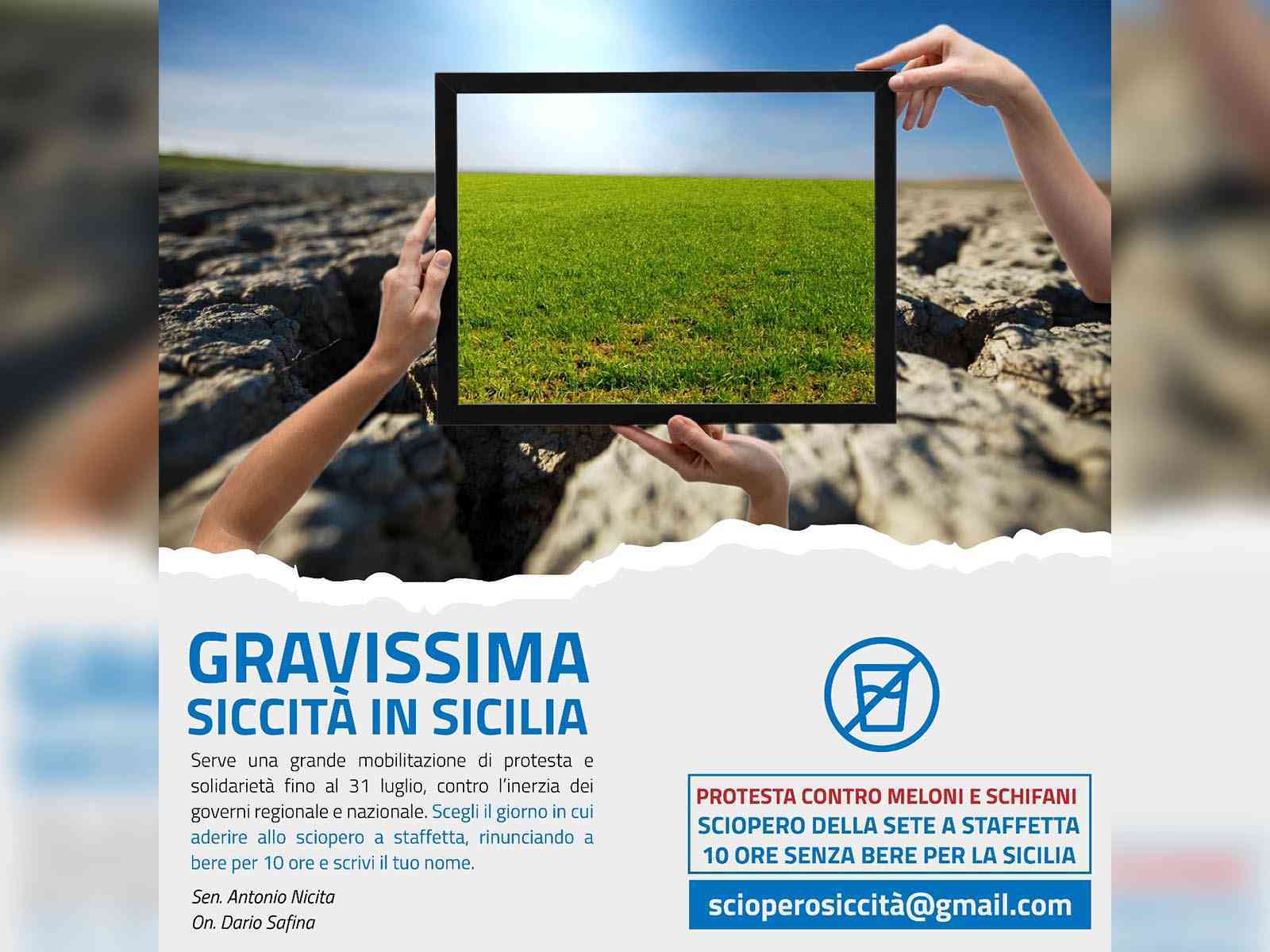 Immagine articolo: Il PD lancia lo Sciopero della Sete per la Crisi Idrica in Sicilia: “Rinunciamo tutti a bere per 10 ore“