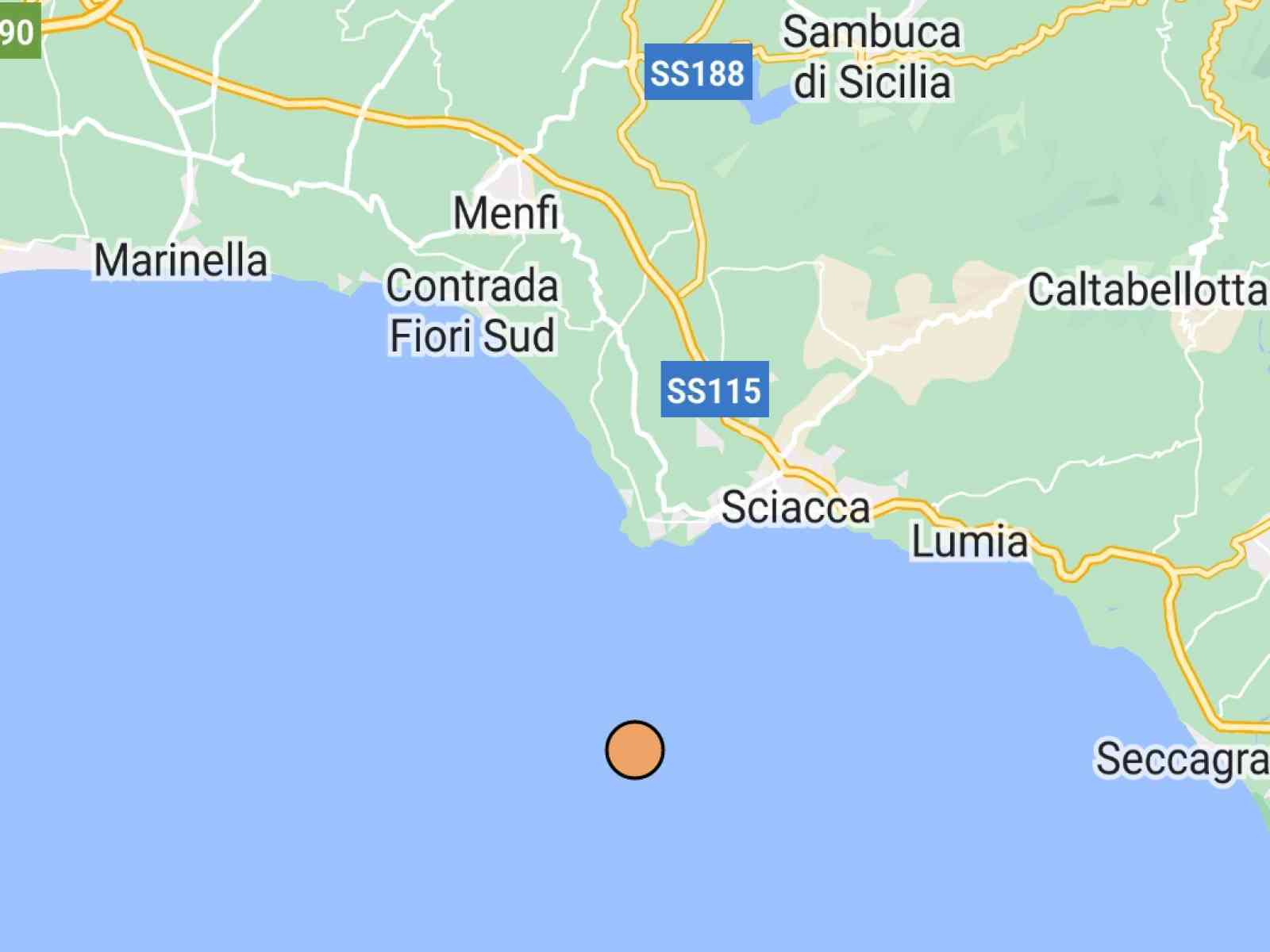 Immagine articolo: Lieve scossa di terremoto di magnitudo 2.4 tra le acque di Menfi e Sciacca