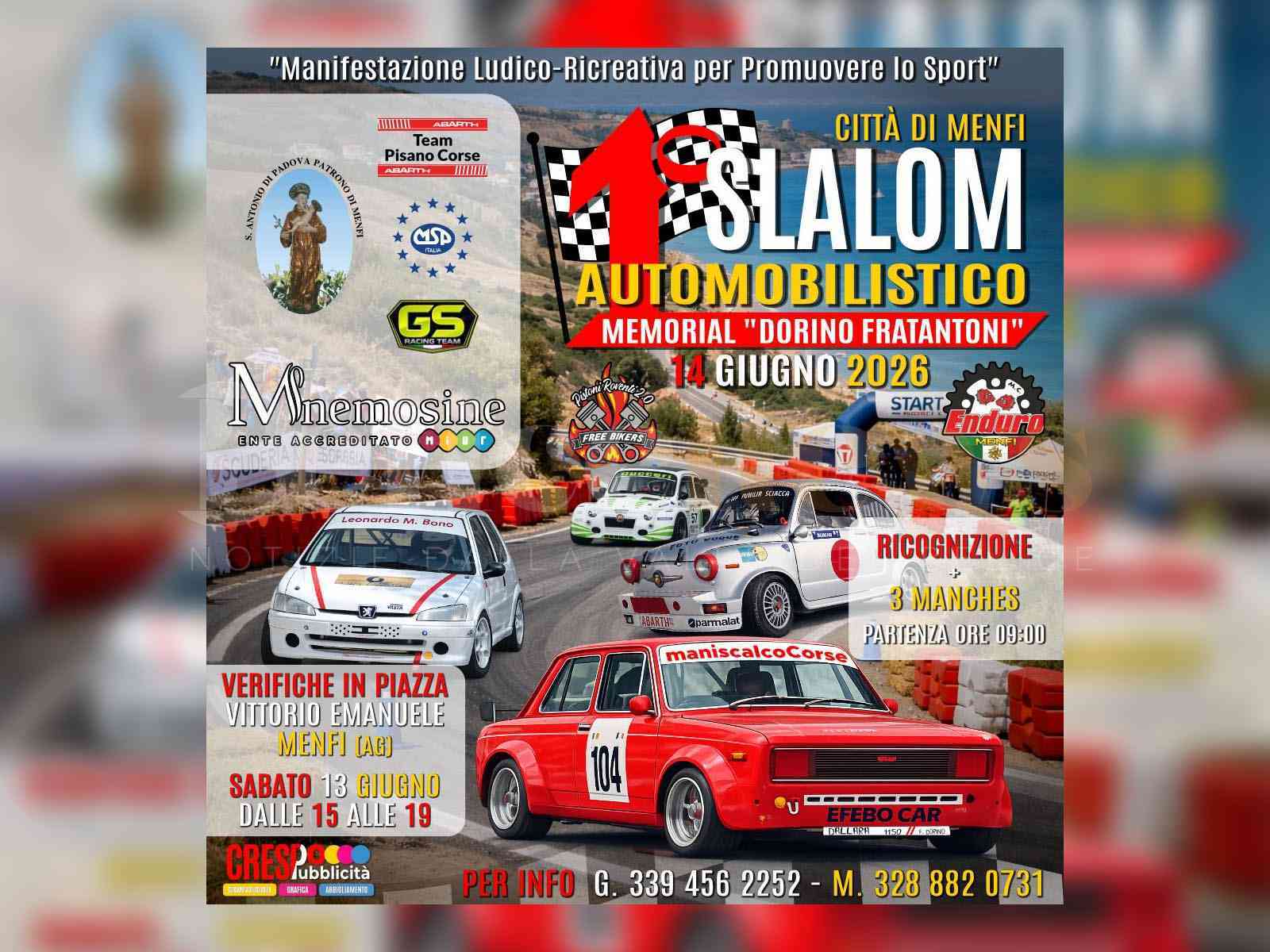 Immagine articolo: Dopo 37 anni torna lo slalom automobilistico sulla Menfi - Porto Palo. La gara il 14 giugno