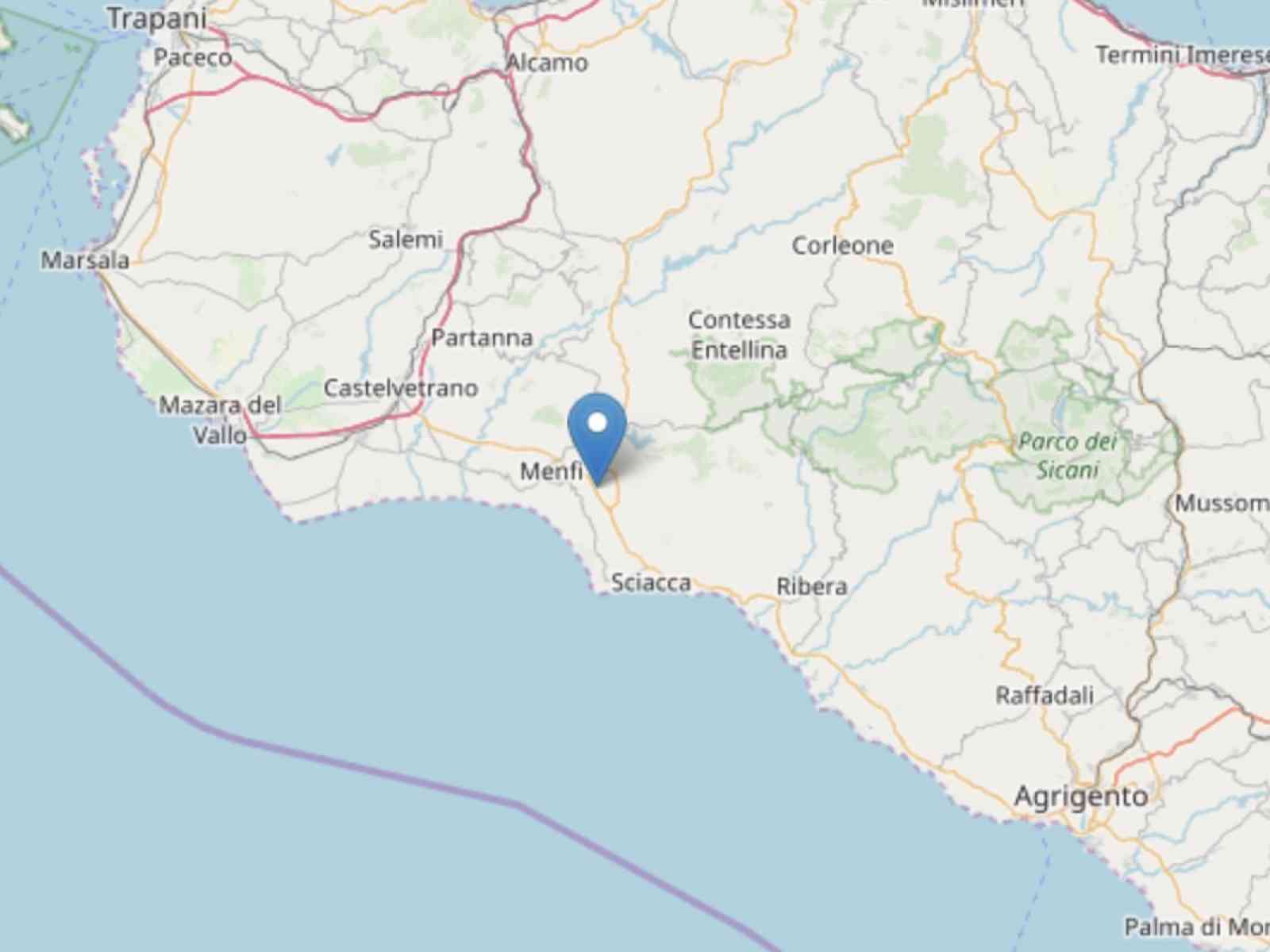 Immagine articolo: Scossa di terremoto a Menfi magnitudo 2.3 Richter